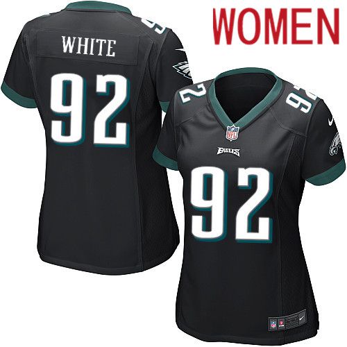 Women Philadelphia Eagles #92 Reggie White Nike Black Game NFL Jersey->women nfl jersey->Women Jersey